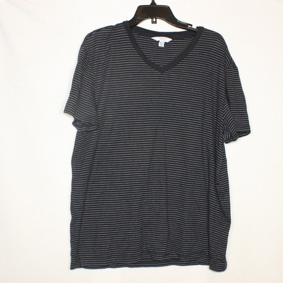 Calvin Klein Men's Shirt XXL Black w/White Stripes Short Sleeve Body Fit T-Shirt - Picture 2 of 9